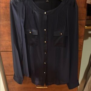 Elegant Navy Button-Up Blouse